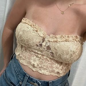 GOLD LACE STRAPLESS TOP